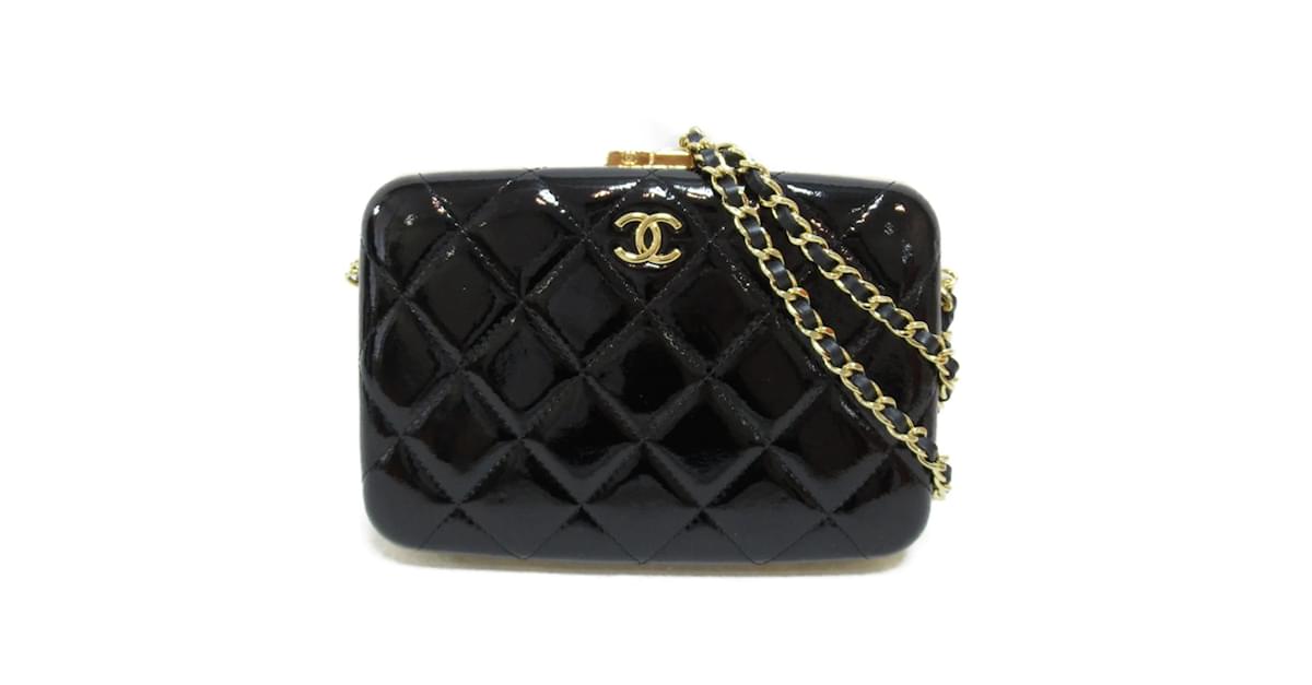 Chanel Black Patent Leather Vintage Box Shoulder Bag