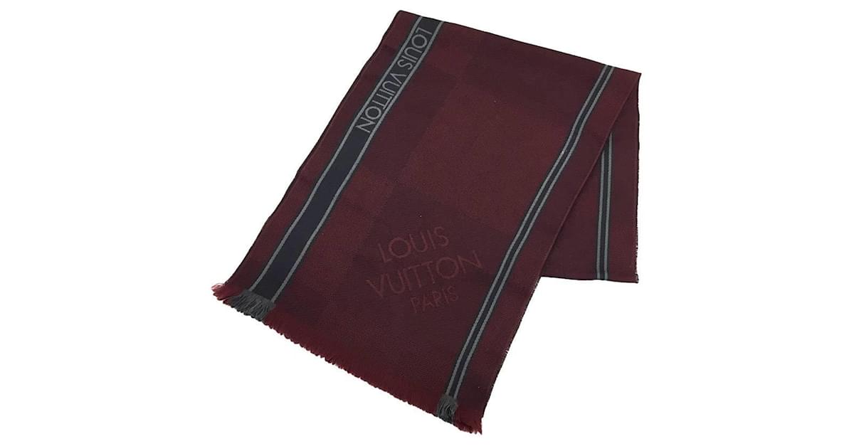 Louis Vuitton Red Monogramed Silk & Wool Fringed Scarf Louis Vuitton | The  Luxury Closet