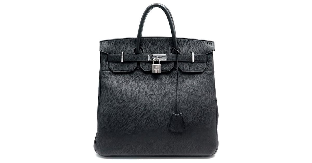 Hermes HAC Birkin 40 Handbag Black Clemence Leather Palladium