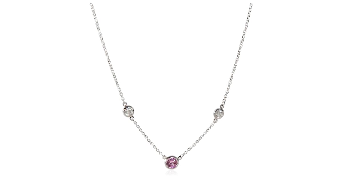RARE Excellent Tiffany & Co. Dragonfly Pink Sapphire Silver Necklace 18