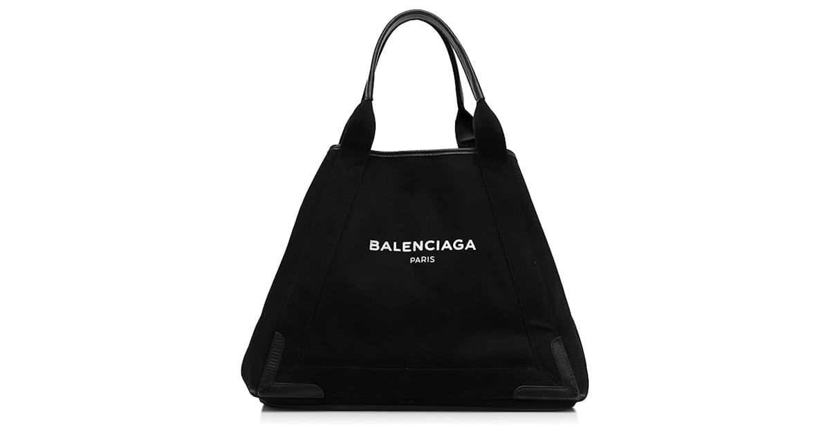 BALENCIAGA Cabas small leather-trimmed canvas tote, Women's