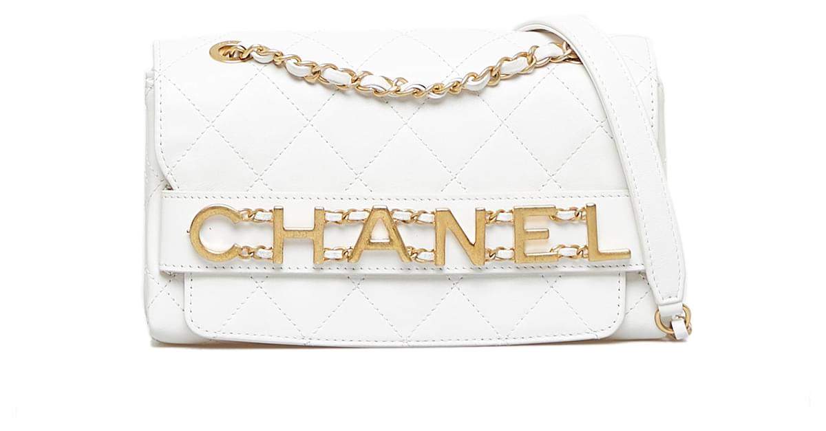Chanel White Small Lambskin Enchained Flap Bag Leather ref.927177 - Joli  Closet