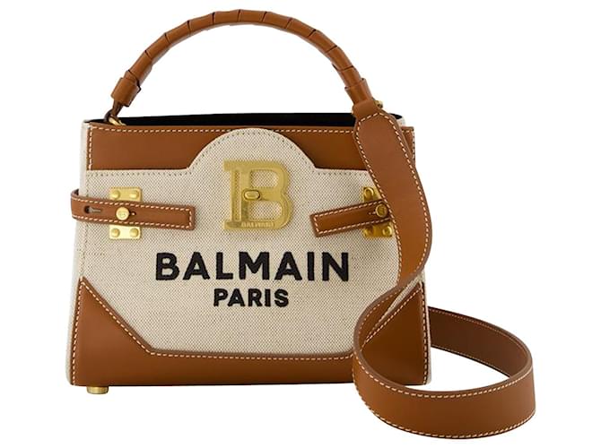 Bbuzz 22 Shoulder Bag - Balmain - Canvas - Beige Brown Cloth ref