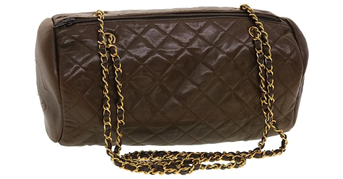 Chanel Boston Bag Black Gold Coco Mark Leather Caviar Skin CHANEL