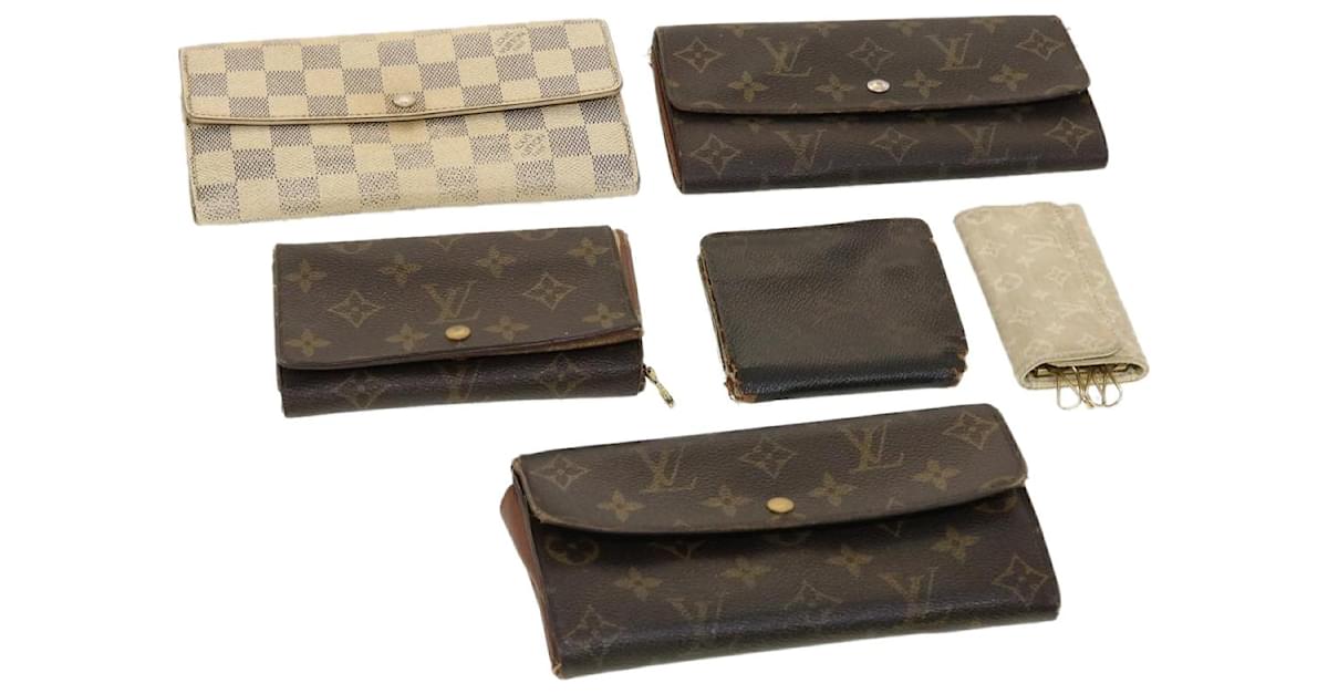 LOUIS VUITTON Monogram Damier Azur Key Case Wallet 6Set Beige LV