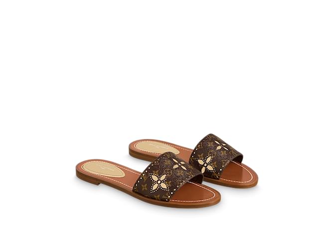LOUIS VUITTON Mules clogs 39 Leather Brown