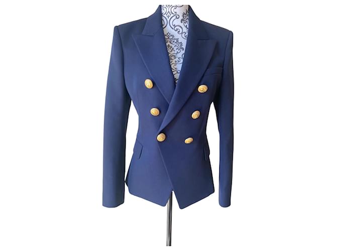 ジャケット BALMAIN Women Jackets EF1KL220KH80 BLUE Cropped tweed edge-to-edge jacket with 8 buttons blue