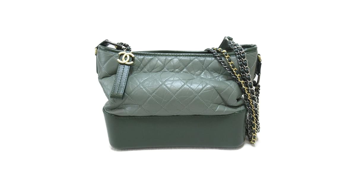 Chanel Leather Gabrielle Shoulder Bag Green Lambskin ref.928516