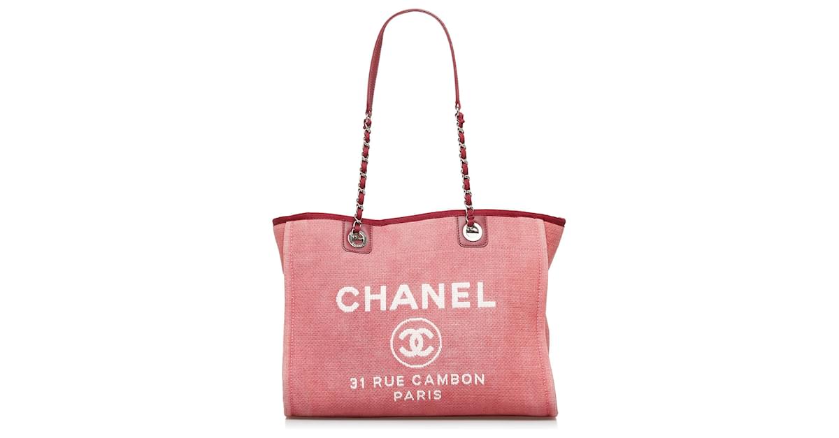 Chanel Red Deauville Tote Cloth Cloth ref.929098 - Joli Closet