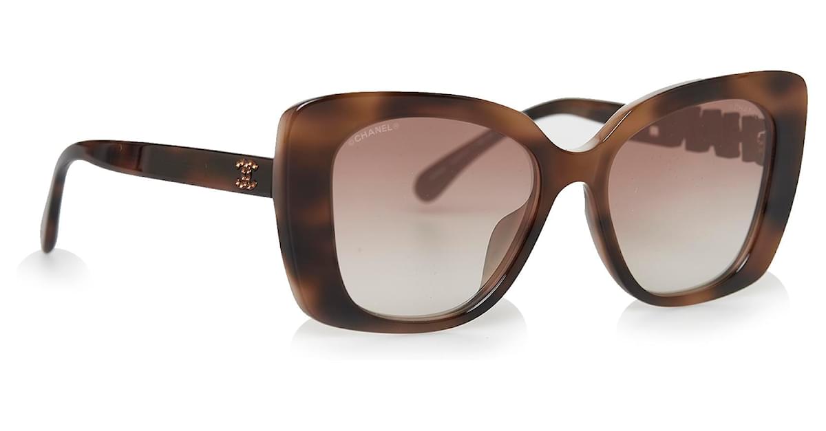 Chanel Brown Square Tinted Sunglasses Dark brown Plastic Resin ref