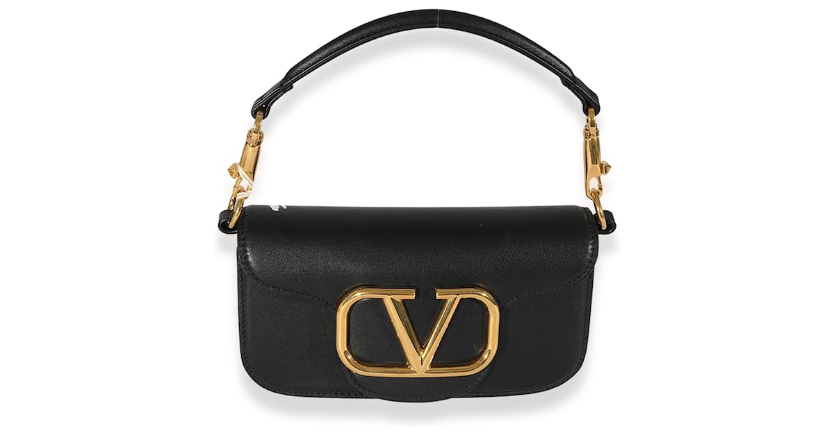 VALENTINO Loco V Logo Calfskin Leather Crossbody Bag Dark Brown