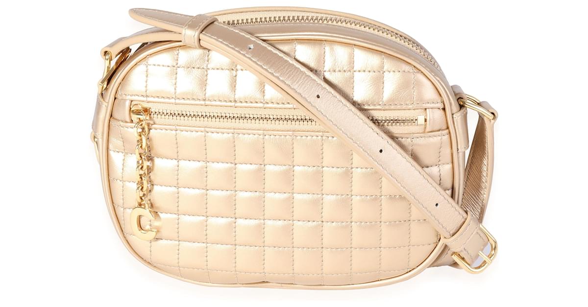 C line Celine Gold Quilted Leather Small C Charm Camera Bag Golden