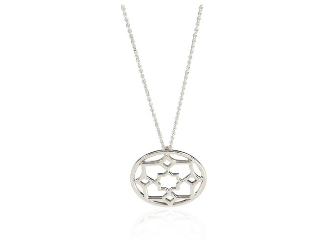 Pendentif Médaillon Porte-photo Argenté Décor Floral Art Nouveau - Occasion En Bon état