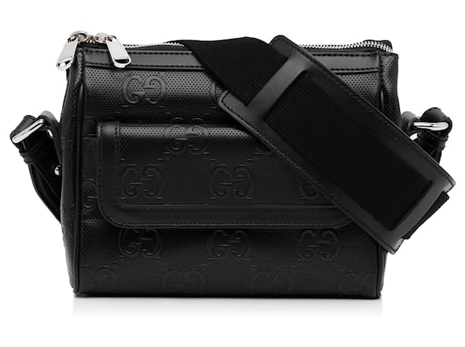 バッグ clowGUCCI Gucci Black GG Embossed Crossbody bag Leather Pony-style calfskin