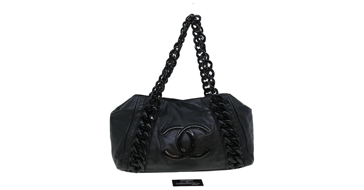 CHANEL Chain Shoulder Bag Leather Black CC Auth am4389 ref.934257