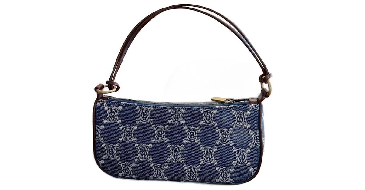 CELINE Celine Vintage Blue Macadam C Canvas Caleche Box Shoulder Bag, Blue  Women's Shoulder Bag