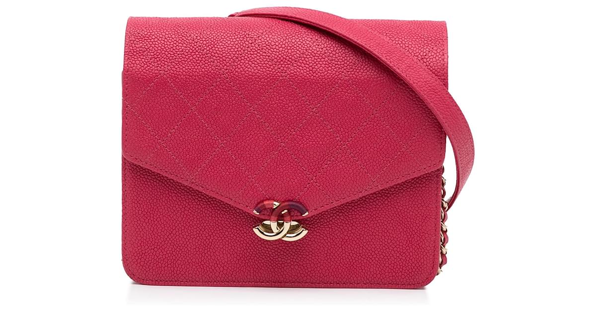 Chanel Pink CC Caviar Wallet on Chain Leather ref.935557 - Joli Closet