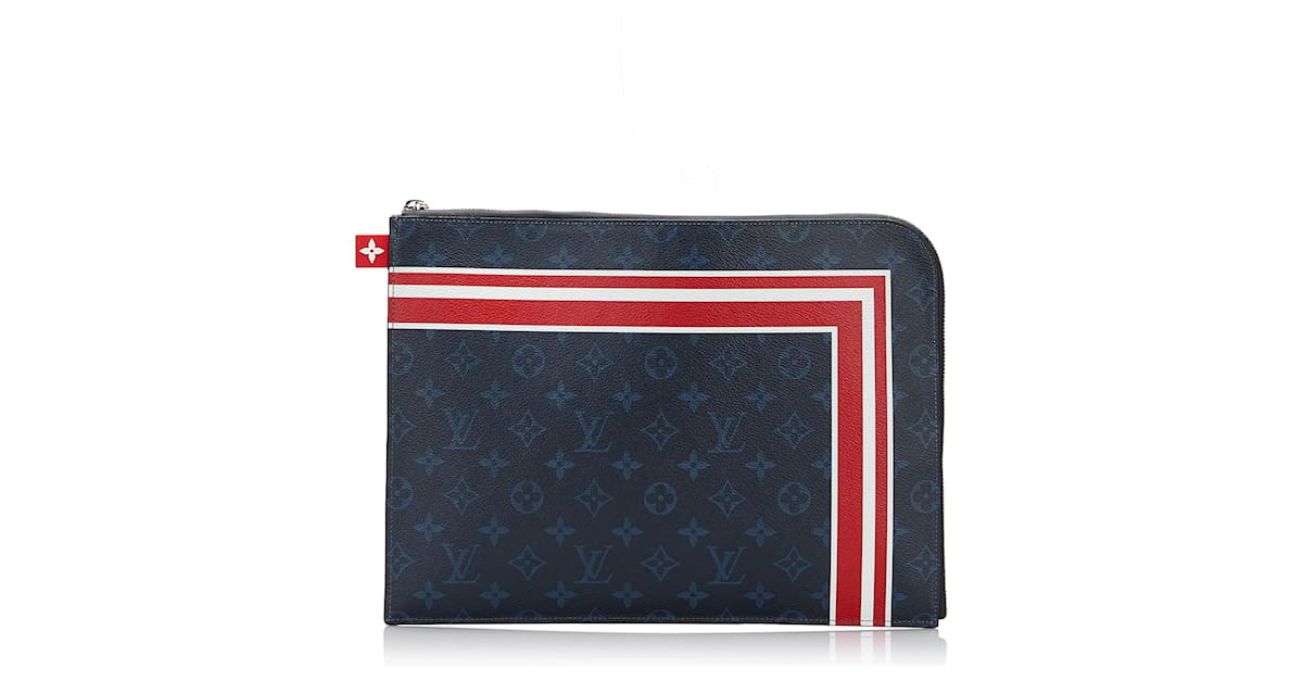 Louis Vuitton Pochette Discovery Navy Canvas Clutch Bag (Pre-Owned)