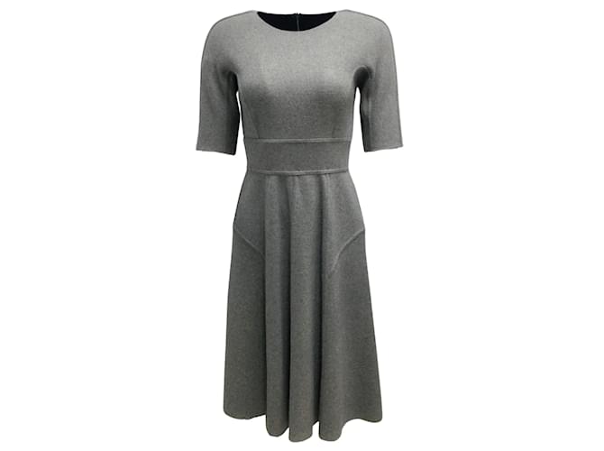 Lela Rose Grey / Black Short Sleeved Reversible Cashmere Midi Work/Office  Dress ref.JC937827 (Sold) - Joli Closet