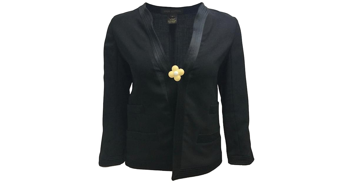 Louis Vuitton, Jackets & Coats, Louis Vuitton Black Yellow Floral  Buttoned Silk Trim Blazer