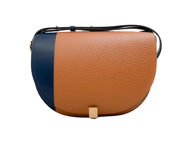 Victoria beckham azul marino Bolso Bandolera Media Luna de Piel - Main Image