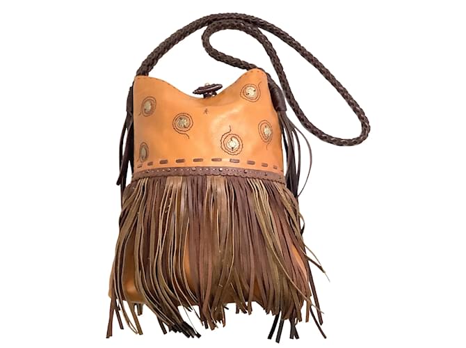 Henry Béguelin Henry Beguelin Tan / Brown Leather Fringe Braided