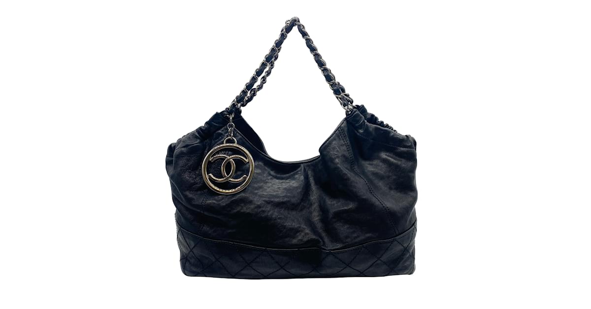 CHANEL, Bags, Chanel Coco Cabas Xl Black Toteshoulder Bag Vinylpatent  Retail 26k Rare