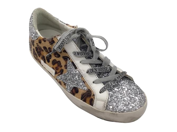 【関税&送料込】Golden Goose Deluxe Brand Printed Calf Hair Golden Goose Deluxe Brand Silver Metallic / Tan Leopard