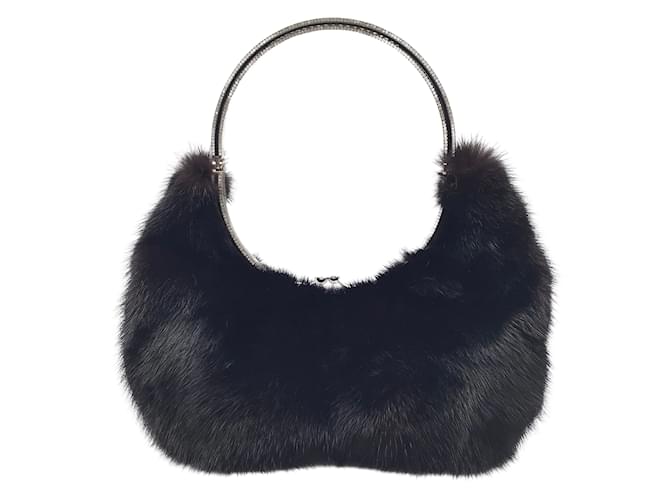 Valentino Garavani Valentino Crystal Embellished Mink Black Fur - Main Image