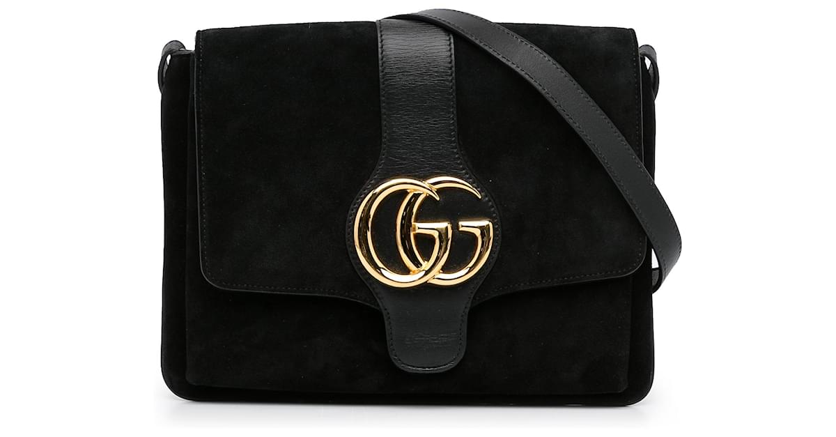 Gucci Black Medium Suede Arli Crossbody Bag Leather Pony-style calfskin ...