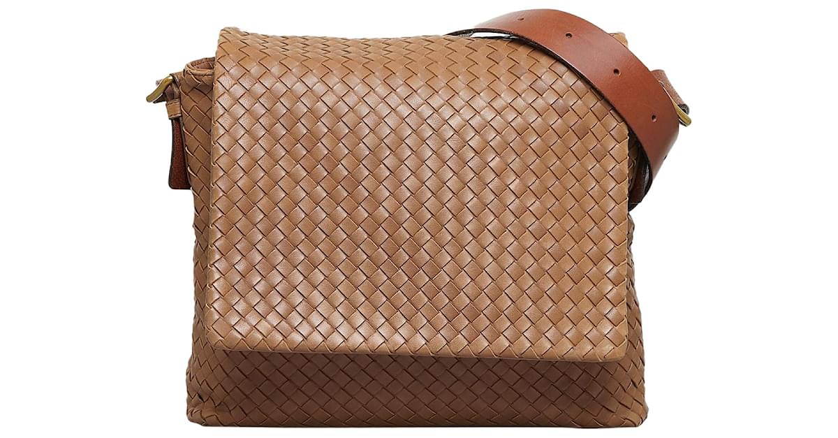 Bottega Veneta Burnt Orange Intrecciato Woven Nappa Leather Large