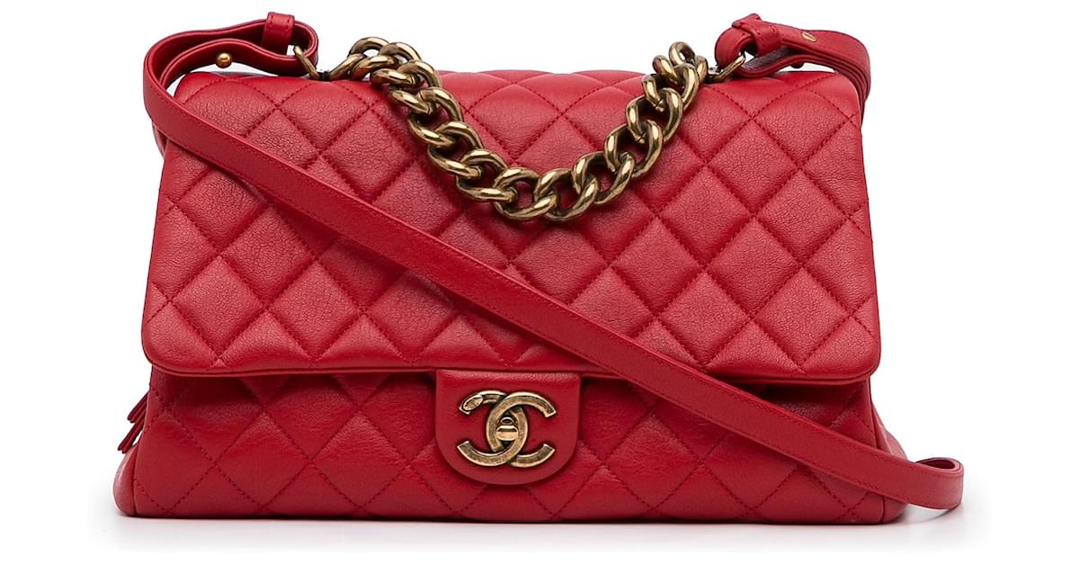 Chanel Red Large Paris Rome Calfskin Trapezio Bag Leather Pony-style  calfskin ref.945572