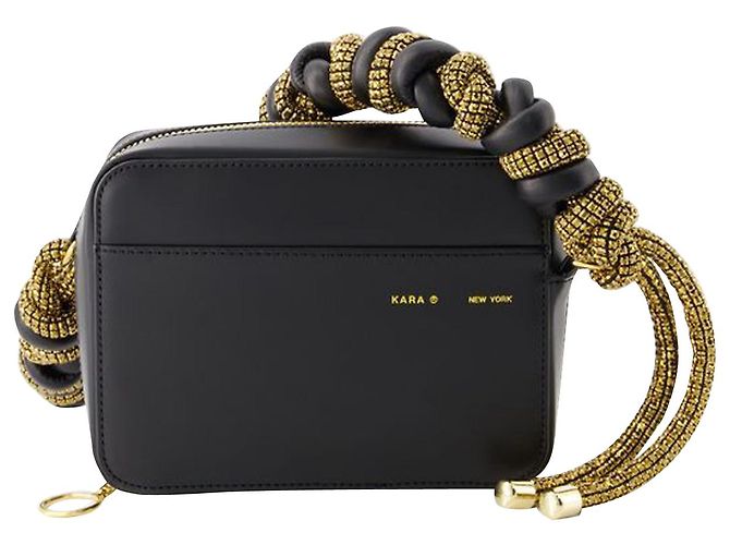 Sac à Main Vintage DKNY Donna Karan - Cuir Noir, Cordon Laiton, Sac à Dos Années 2000, Parfait état