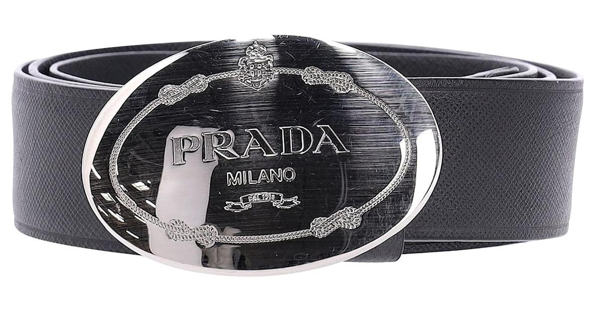 Cintura con fibbia Prada in pelle Saffiano nera Nero ref.946638 - Joli  Closet