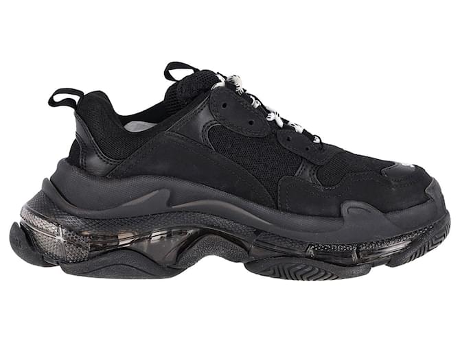 Balenciaga Triple S Clear Sole Sneakers in Black Polyester ref