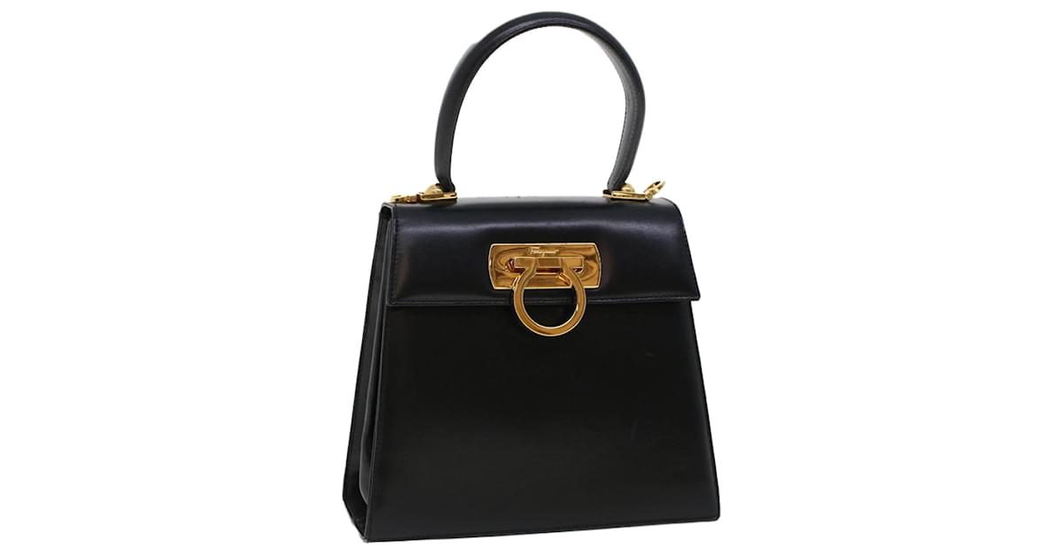 Salvatore Ferragamo Gancini Leather Intrecciato Top Handle Bag