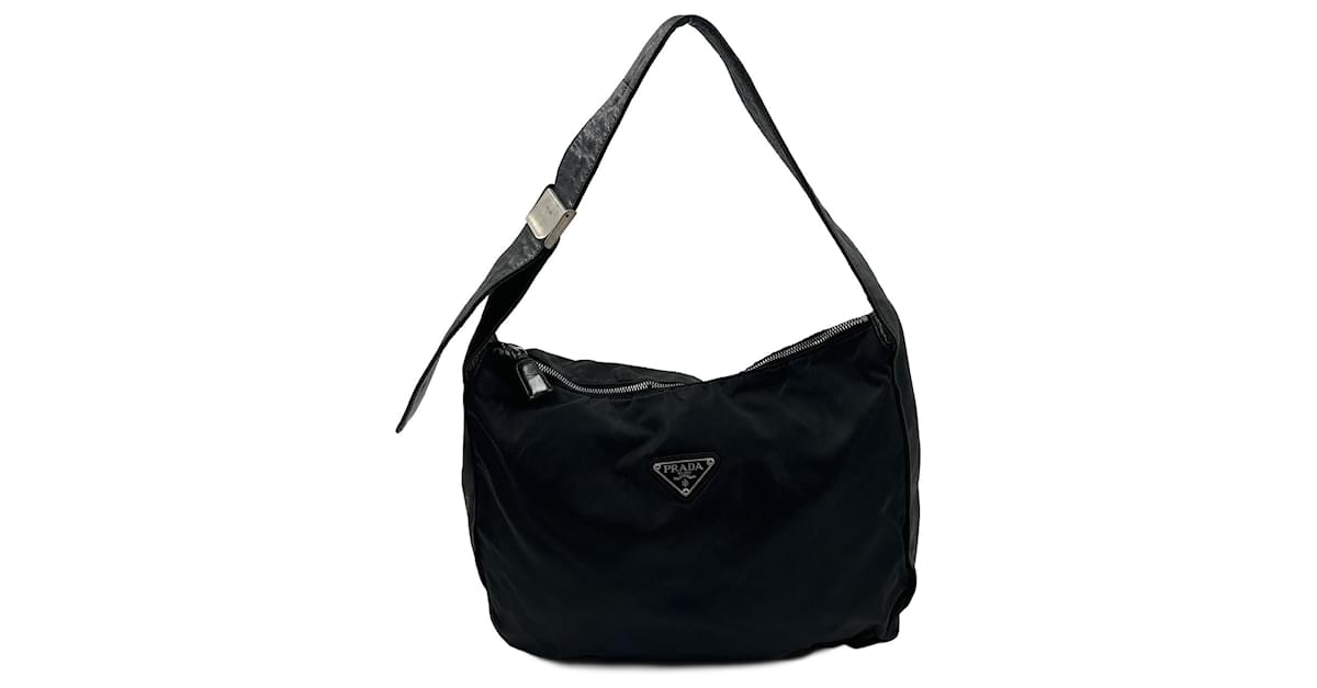 Black prada nylon shoulder hot sale bag