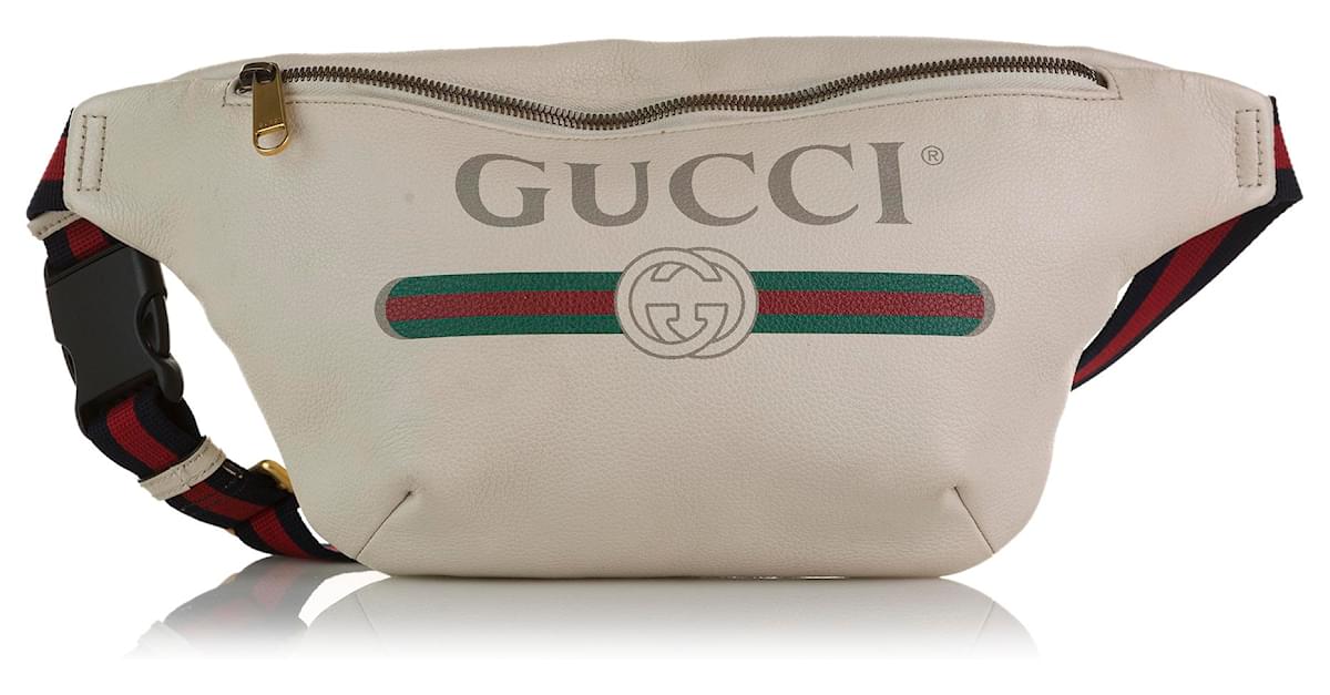 Gucci Print Leather Belt Bag in White for Men