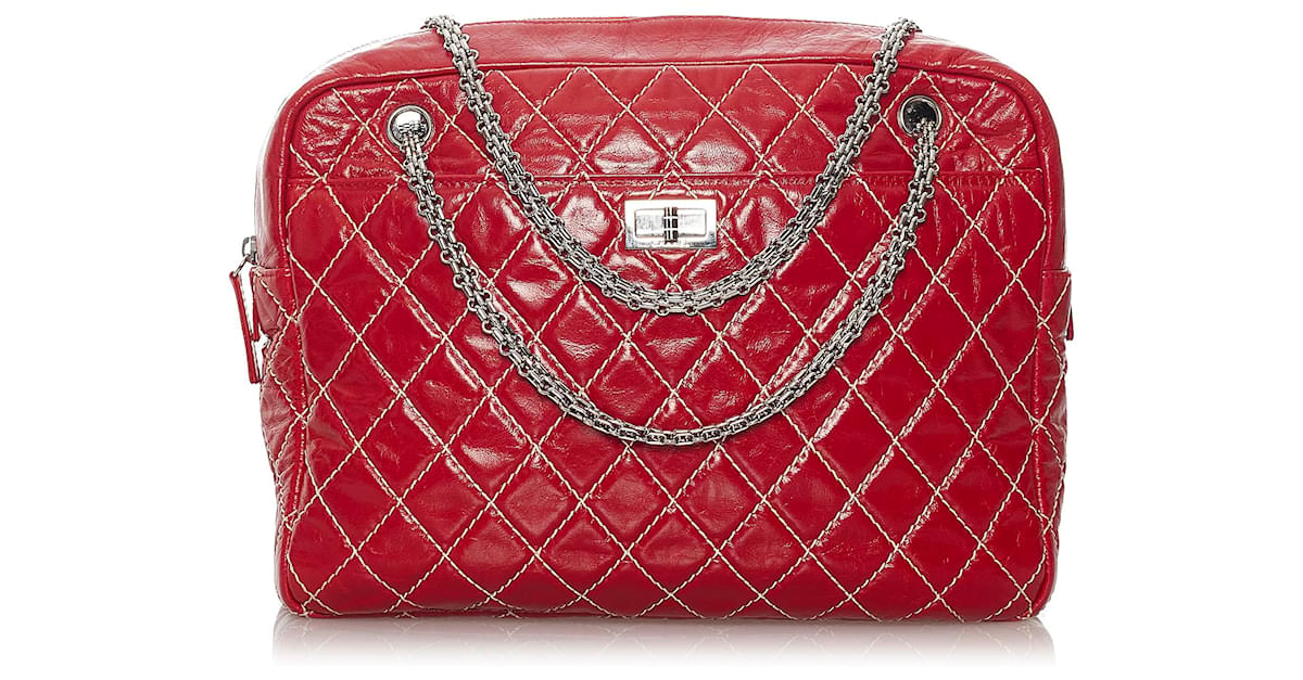 Chanel Red Large Quilted Lambskin Reissue Camera Bag Leather ref.951459