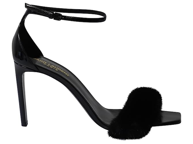 Yves Saint Laurent Black Feather Sandals Ysl Ostrich Feather Heels