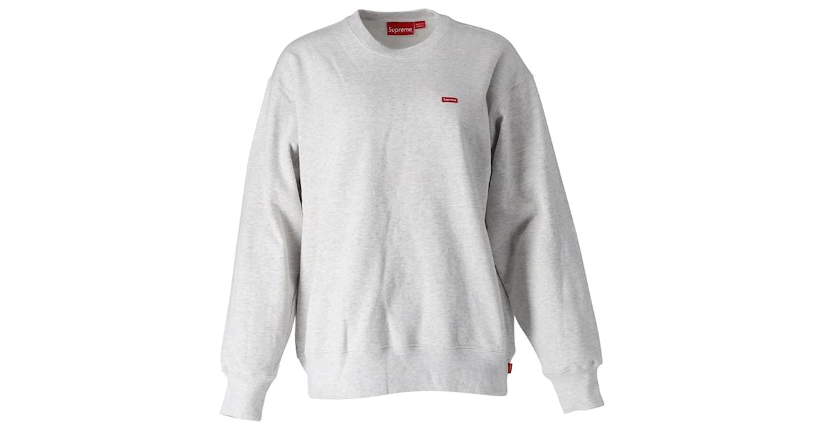 Supreme Small Box Logo Crewneck Sweater in Ash Grey Cotton