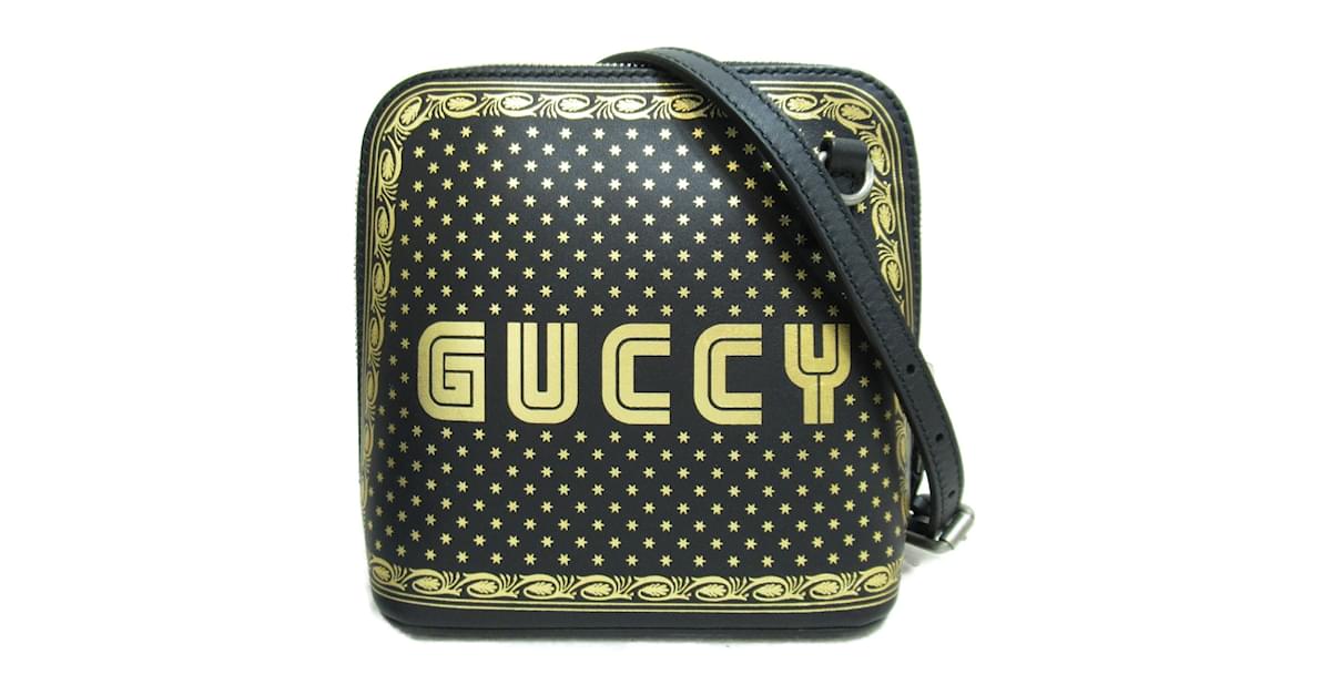 Gucci Sega Logo Crossbody Bag 511189 Black Leather Pony-style