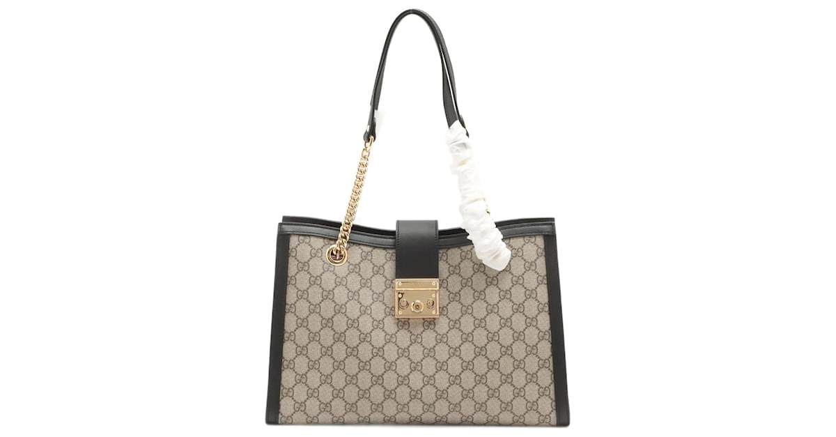 Gucci Padlock GG Supreme Medium Tote Black Cloth ref.952751 Joli