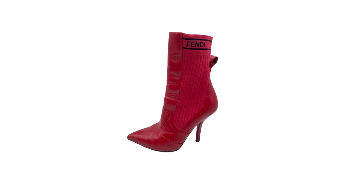 FENDI Boots T.IT 38.5 Leather Red ref.952898 Joli Closet