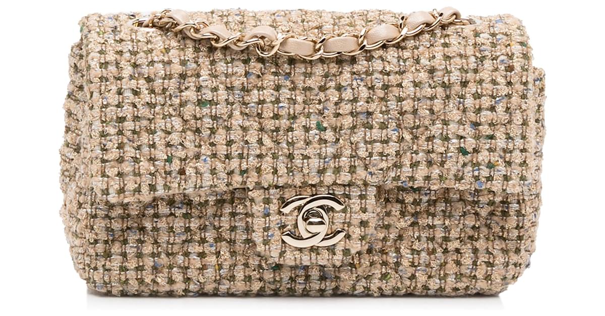 Chanel Brown Mini Tweed Flap Crossbody Bag Cloth ref.953426 - Joli Closet
