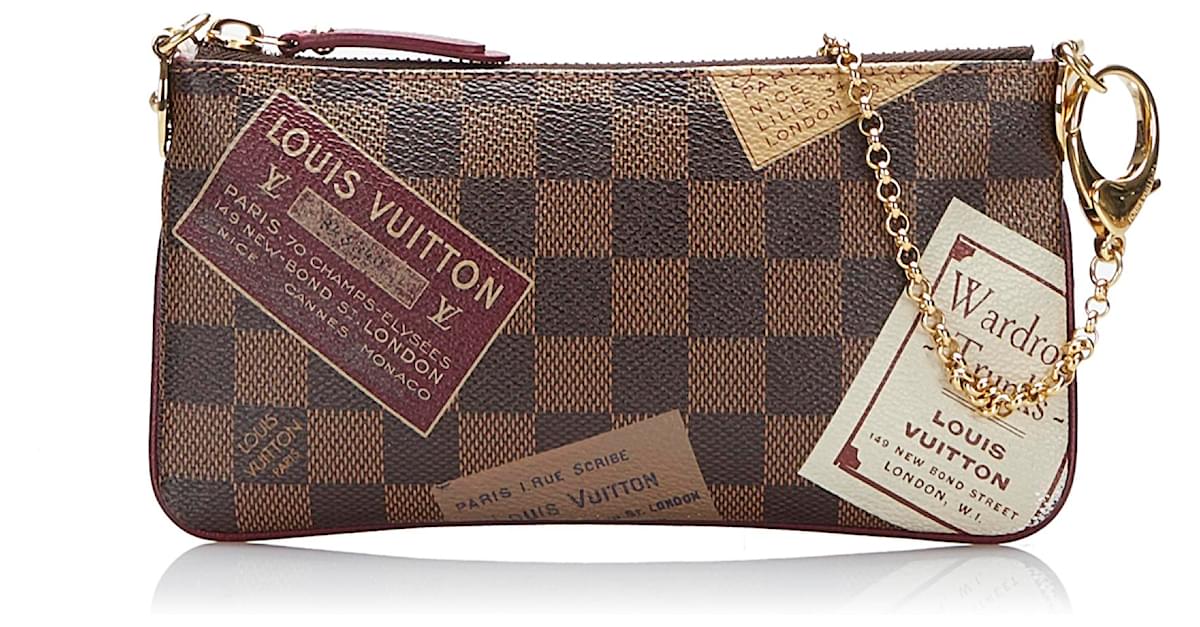Louis Vuitton Brown Damier Ebene Trunks Labels Pochette Milla MM