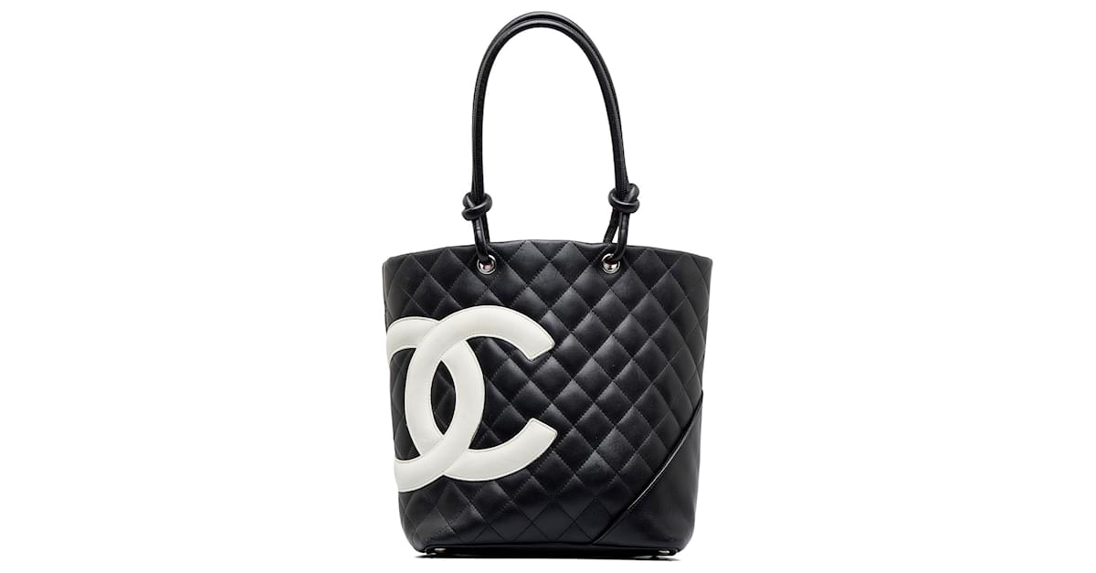 Chanel Beige/Black Quilted Leather Large Ligne Cambon Tote Bag