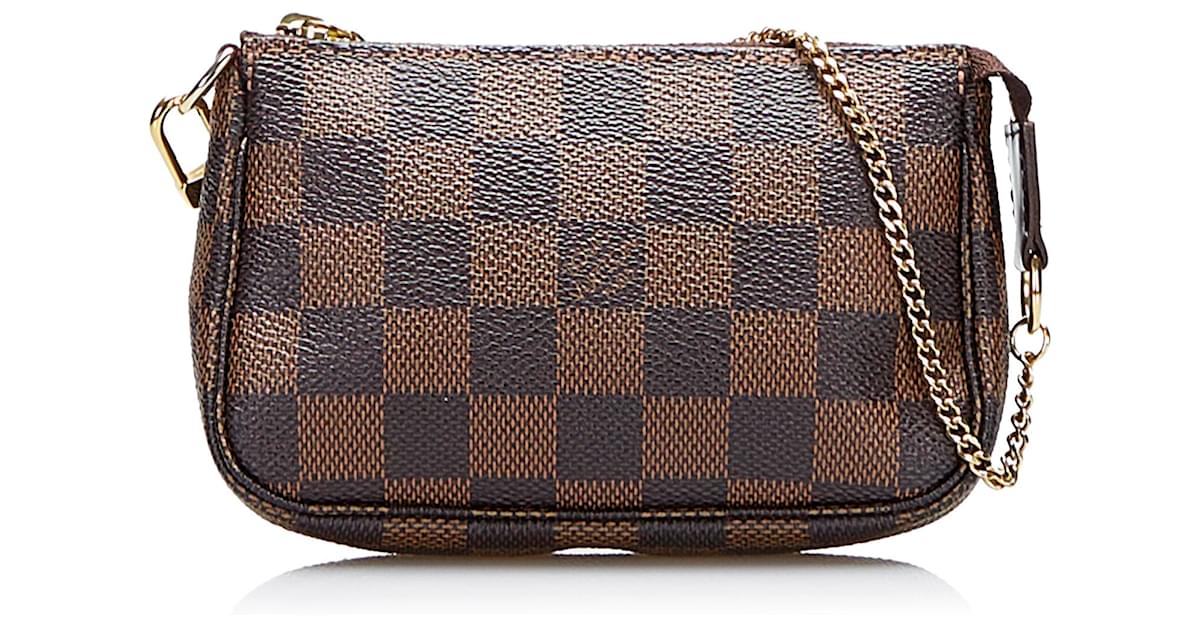 Louis Vuitton Mini pochette accessoires damier ebene Brown Cloth