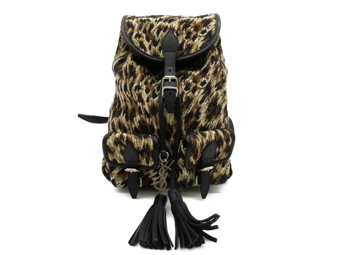 Yves Saint Laurent Leopard Print Canvas Festival Backpack  display picture 2