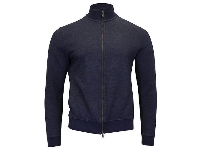 Cardigan Hugo Boss Garçon Bleu Marine Et Blanc - Taille 16 Ans (équivalent 164 Cm) - Occasion Très Bon état